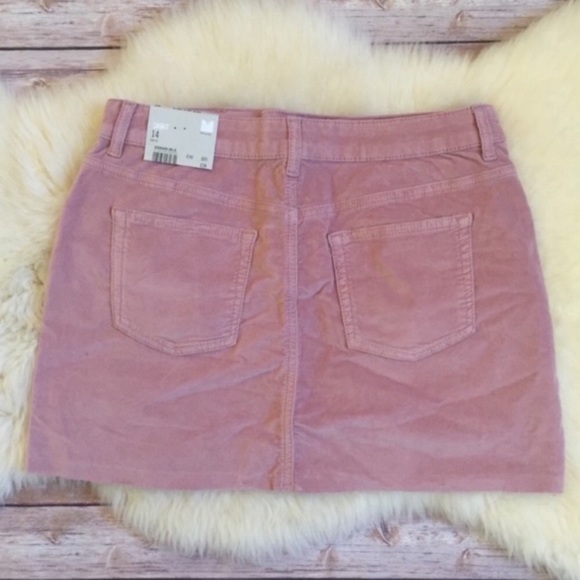 Topshop Moto Pink Velvet Raw Edge Mini Skirt - Picture 2 of 8